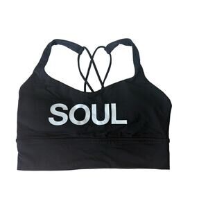 soulcycle lululemon sports bra black w/ white lettering size 8